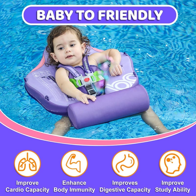 28°C Mambobaby Baby Float with Canopy & Tail Non-Inflatable Baby Swim Float Upgrade Soft Infant Pool Float Sun Protection Newborn Pool Float 3-24 Months Skin-Friendly Material for Toddler Boys Girls - Image 4